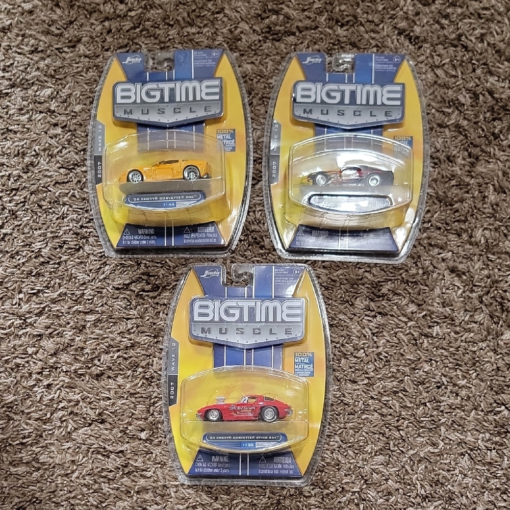 Bigtime Muscle Corvette Die-Cast Car Bundle – 3 Sealed Cars – Collector Ready